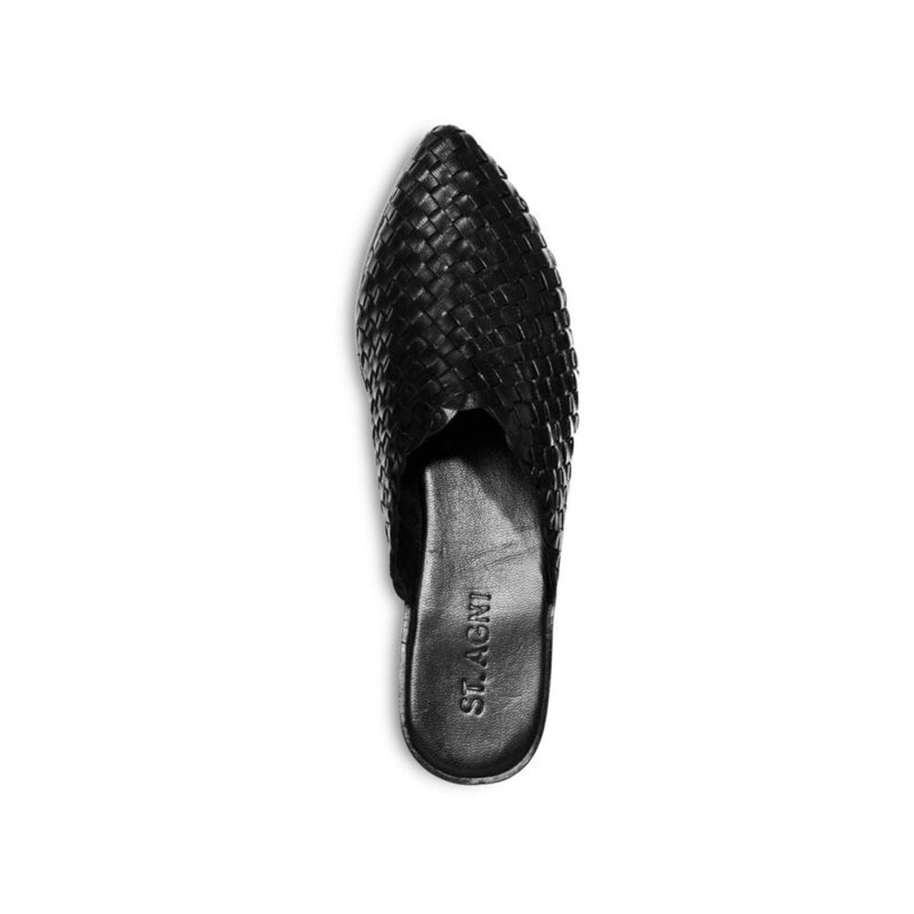 ST. AGNI Womens Black Woven Caio Pointed Toe Slip On Leather Mules 35 - Picture 3 of 3